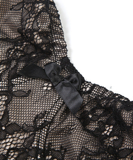 Bewitching Noir Lace Sweetheart Bustier Maxi Gown with Sheer Bolero – Perfect for Halloween & Fall Soirees