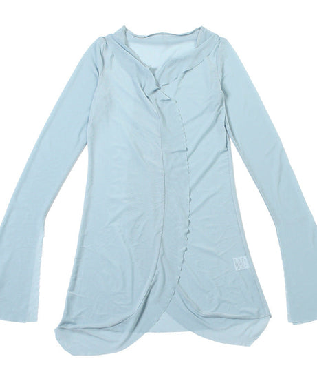 Fall Dream: Sky Blue Lace Halter Midi Dress & Sheer Kimono Cardigan Set