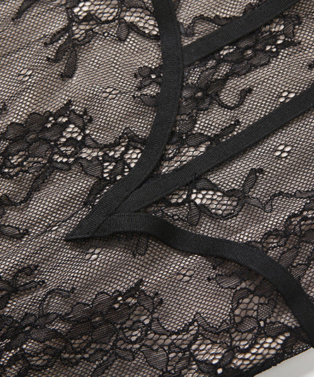 Bewitching Noir Lace Sweetheart Bustier Maxi Gown with Sheer Bolero – Perfect for Halloween & Fall Soirees