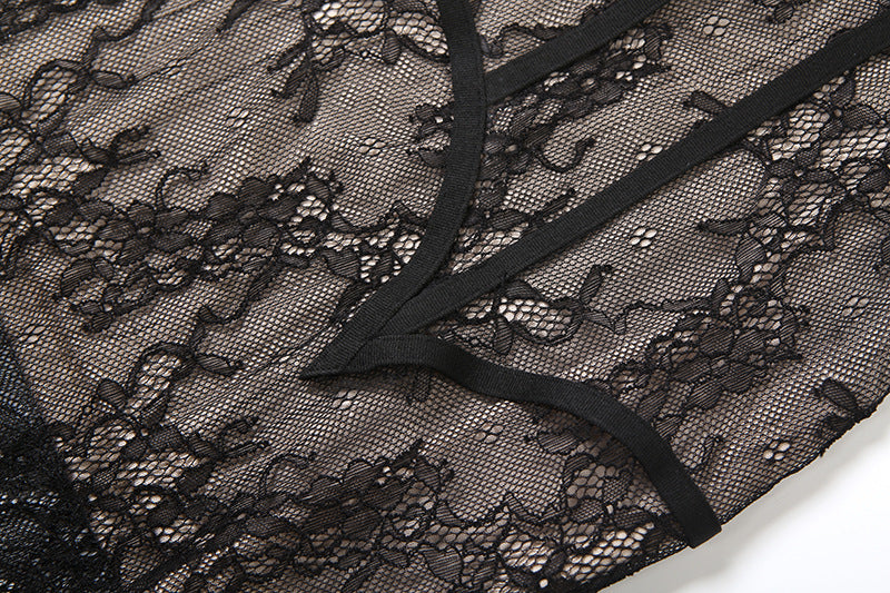 Bewitching Noir Lace Sweetheart Bustier Maxi Gown with Sheer Bolero – Perfect for Halloween & Fall Soirees