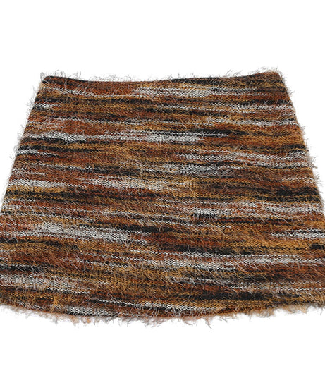 Trendy Fall Fuzzy Striped Knit Mini Skirt | Y2K Chic & Cozy for Women