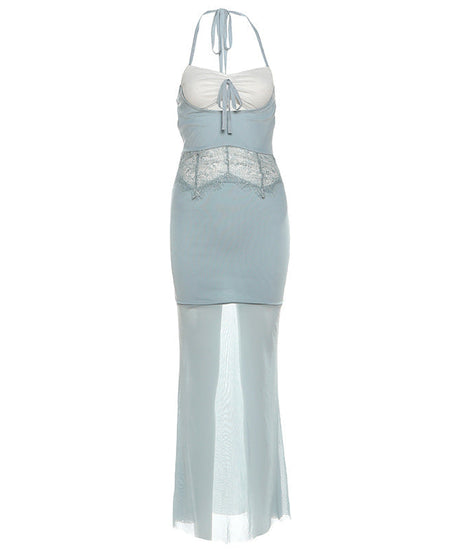 Fall Soirée Luxe: Blush Halter Maxi Dress & Sheer Bolero Set | Elegant Party & Resort Wear