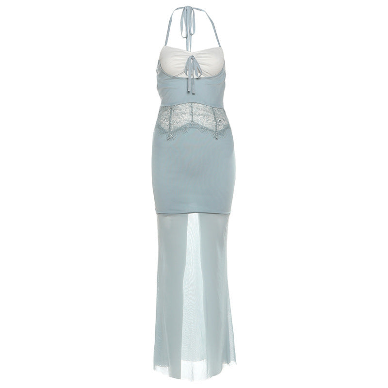 Fall Soirée Luxe: Blush Halter Maxi Dress & Sheer Bolero Set | Elegant Party & Resort Wear