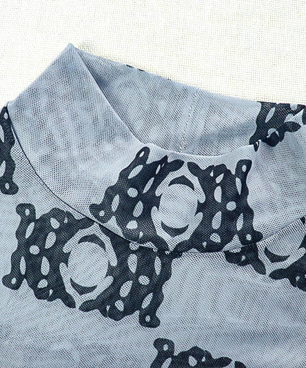 Fall Chic: Geometric Print Ruched High Neck Maxi Dress