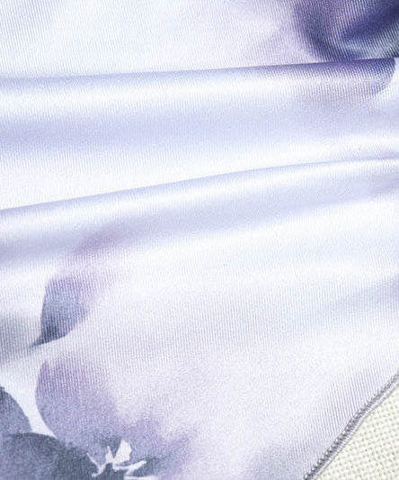 Chic Autumn Bloom One-Shoulder Asymmetrical Top | Long Sleeve Lavender Floral Blouse