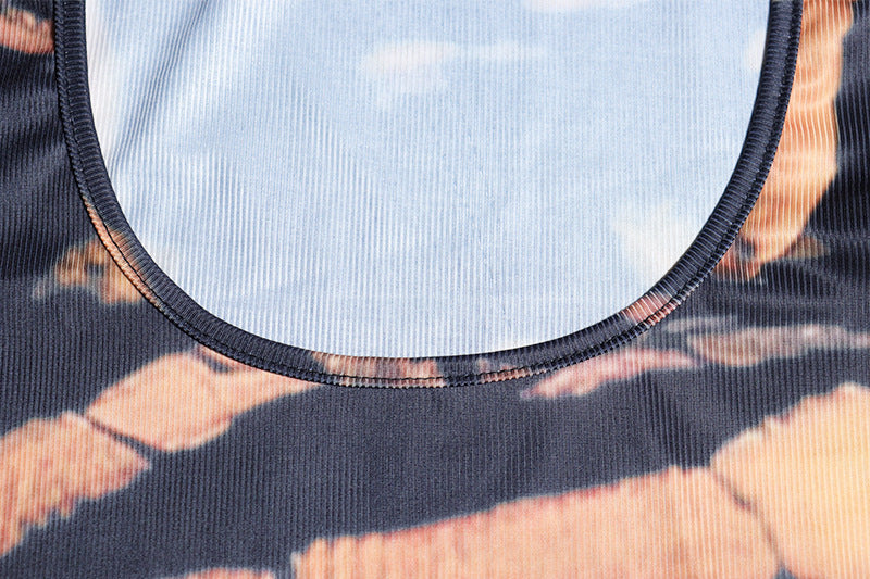 Chic Fall Statement: Long Sleeve Bleached Tiger Print Bodycon Maxi Dress