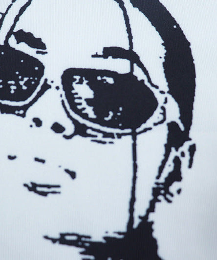 Edgy Monochrome Graphic Print Crop Top & Mini Skirt Set - Fall Statement Style