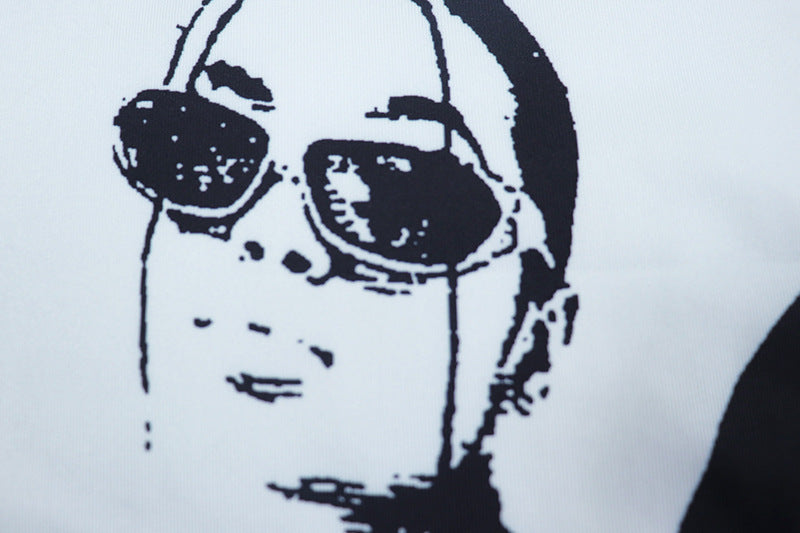 Edgy Monochrome Graphic Print Crop Top & Mini Skirt Set - Fall Statement Style