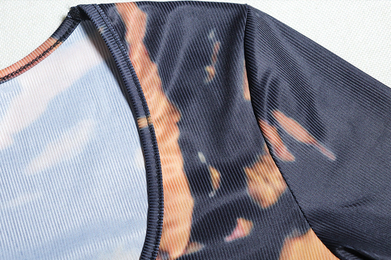 Chic Fall Statement: Long Sleeve Bleached Tiger Print Bodycon Maxi Dress