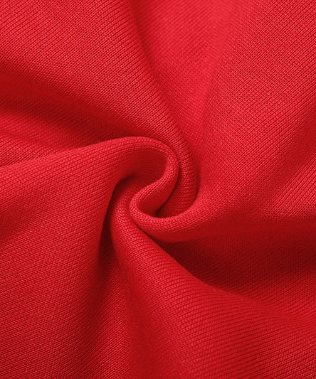 Women's Retro Varsity Bomber Jacket - Chic Red & Cream Fall Fashion Essential