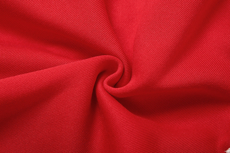 Women's Retro Varsity Bomber Jacket - Chic Red & Cream Fall Fashion Essential