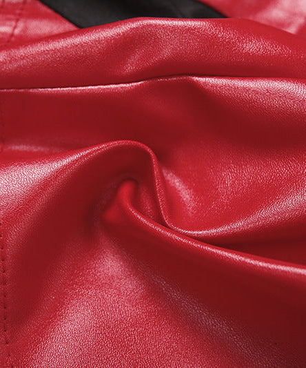 Red Hot Faux Leather Halter Crop Top - Zip-Up Edgy Party & Clubwear for Fall