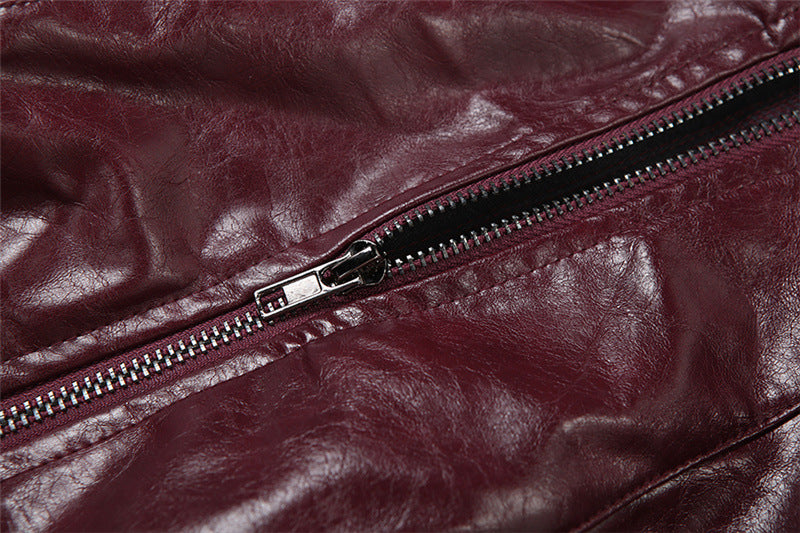 Sleek Burgundy Faux Leather Zip-Up Vest - Edgy Fall Fashion Essential for Women