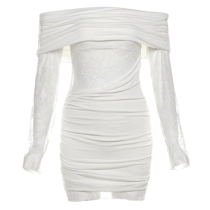 Stunning White Off-Shoulder Lace Ruched Bodycon Mini Dress | Fall & Holiday Party Ready