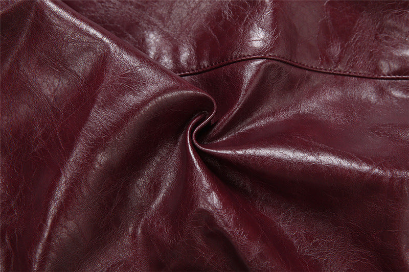 Sleek Burgundy Faux Leather Zip-Up Vest - Edgy Fall Fashion Essential for Women