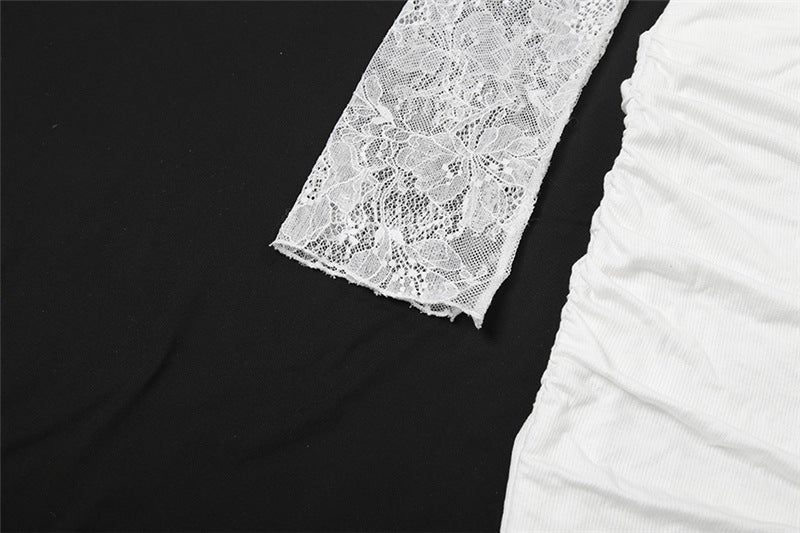 Stunning White Off-Shoulder Lace Ruched Bodycon Mini Dress | Fall & Holiday Party Ready