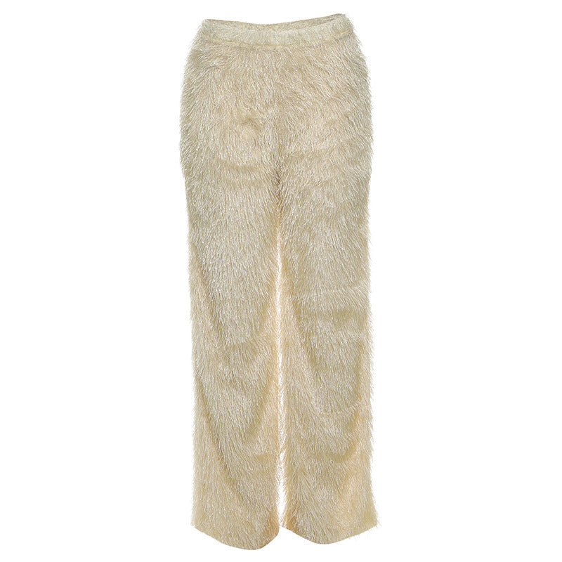Ultra-Plush Fluffy Straight Leg Pants - Your Cozy Chic Fall & Winter Essential