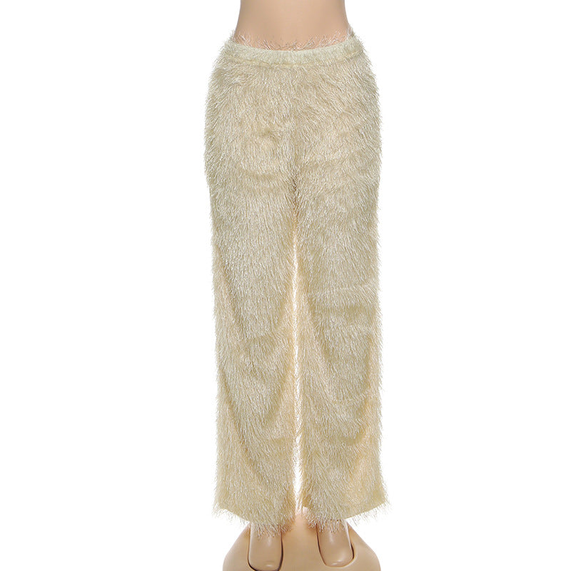 Ultra-Plush Fluffy Straight Leg Pants - Your Cozy Chic Fall & Winter Essential