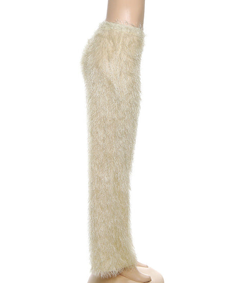 Ultra-Plush Fluffy Straight Leg Pants - Your Cozy Chic Fall & Winter Essential