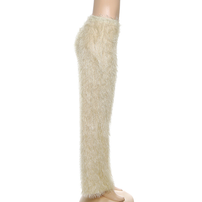 Ultra-Plush Fluffy Straight Leg Pants - Your Cozy Chic Fall & Winter Essential