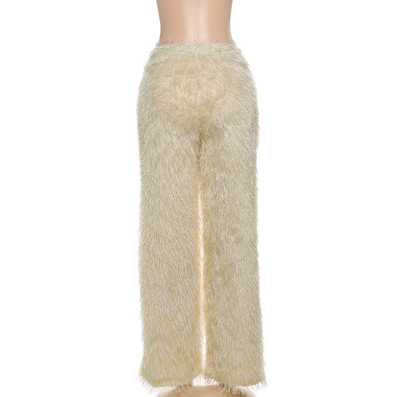 Ultra-Plush Fluffy Straight Leg Pants - Your Cozy Chic Fall & Winter Essential