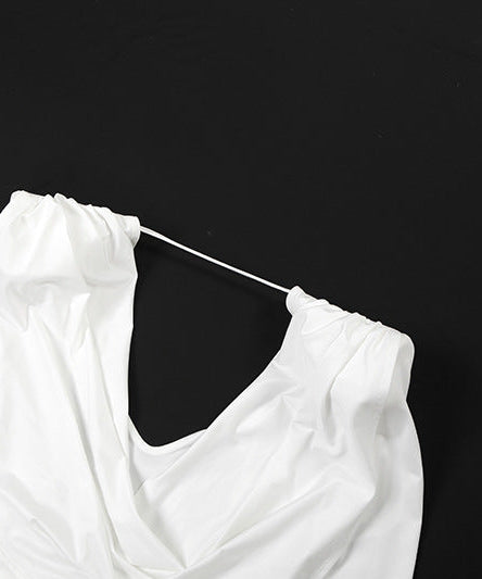 Effortless Glamour: White Cowl Neck Ruched Maxi Dress for Fall & Holiday Events