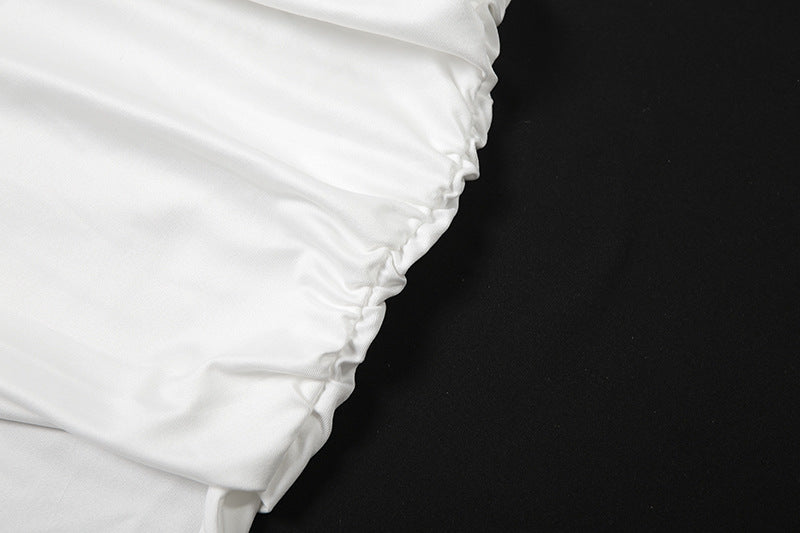 Effortless Glamour: White Cowl Neck Ruched Maxi Dress for Fall & Holiday Events