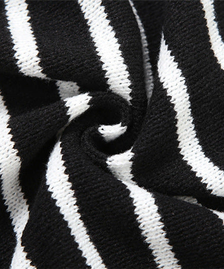 Chic & Cozy: Women's Striped Knit Cardigan Top & Shorts Set - Fall Loungewear