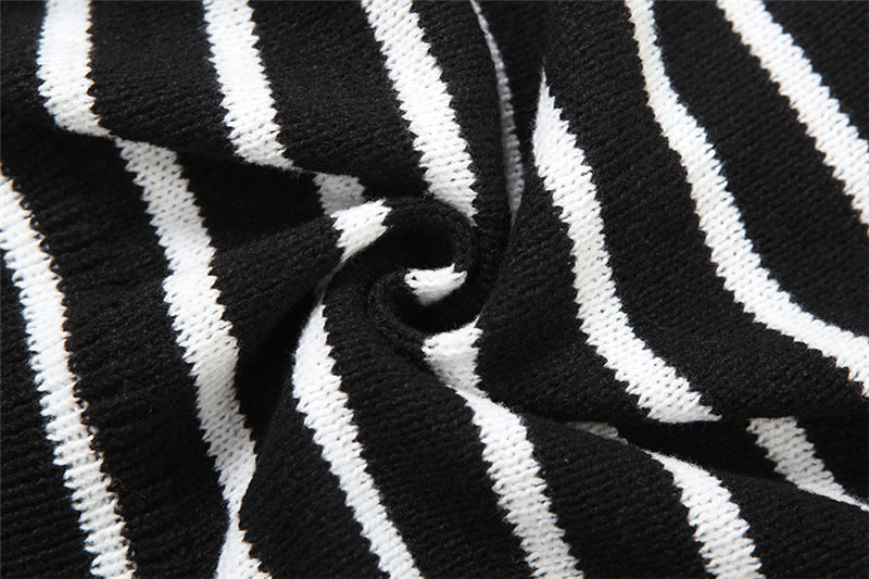 Chic & Cozy: Women's Striped Knit Cardigan Top & Shorts Set - Fall Loungewear