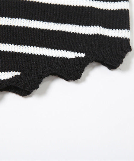 Chic & Cozy: Women's Striped Knit Cardigan Top & Shorts Set - Fall Loungewear