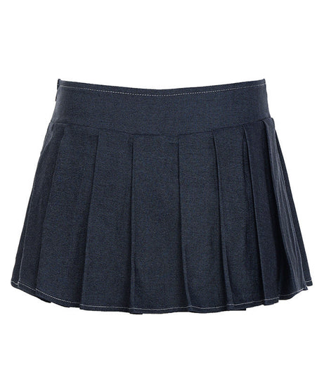 Preppy Chic Dark Wash Pleated Mini Skirt – Your Go-To Fall Style Essential