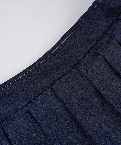 Preppy Chic Dark Wash Pleated Mini Skirt – Your Go-To Fall Style Essential