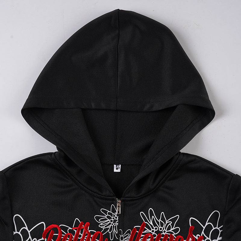 Hello Hotties Floral Zip-Up Hoodie for Women - Cozy Fall Style