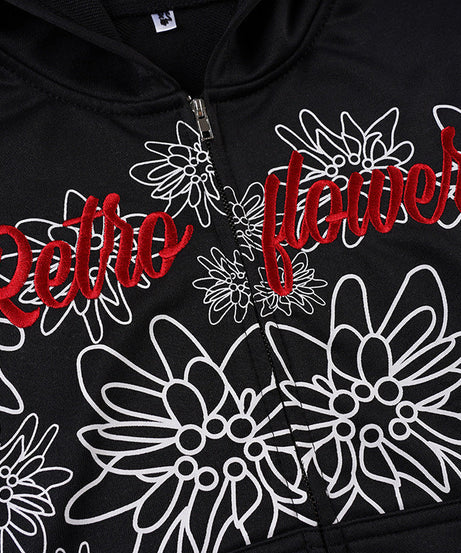 Hello Hotties Floral Zip-Up Hoodie for Women - Cozy Fall Style