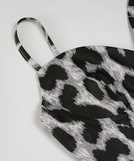 Edgy Grey Leopard Print Bustier Cami Top - Trendy Fall Nights & Holiday Ready