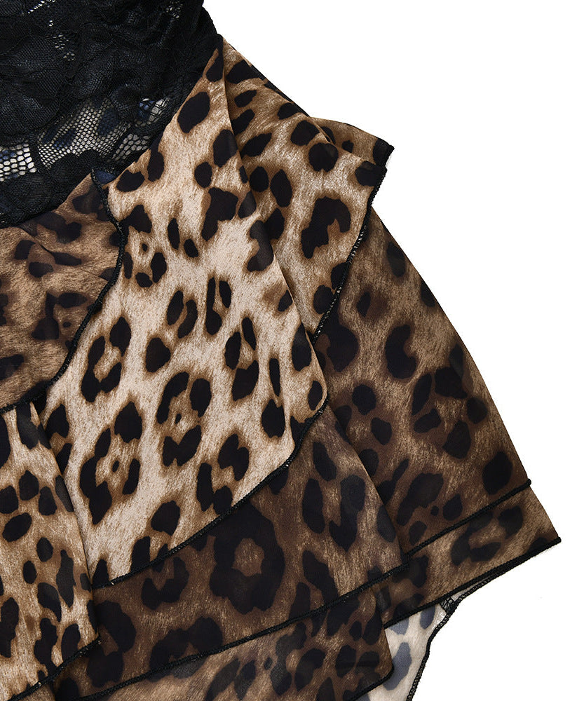 Autumn Glam: Fierce Leopard & Lace One-Shoulder Asymmetrical High-Low Dress