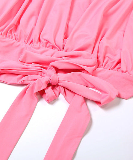 Fuchsia Glam: Ruffled Maxi Skirt & Wrap Crop Top Set - Your Statement Holiday & Event Look