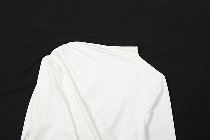 Daring Asymmetric Cutout Ruched Mini Dress - Chic Long Sleeve Bodycon for Fall Parties