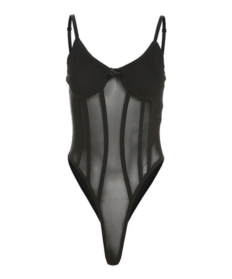 Sculpting Mesh Corset Cami Bodysuit - Fall's Must-Have for Edgy Chic Nights