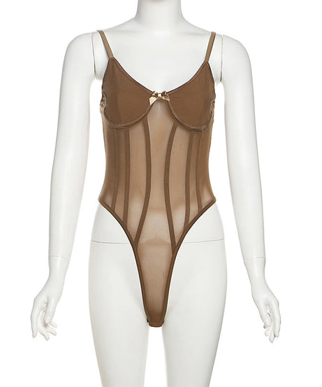 Sculpting Mesh Corset Cami Bodysuit - Fall's Must-Have for Edgy Chic Nights