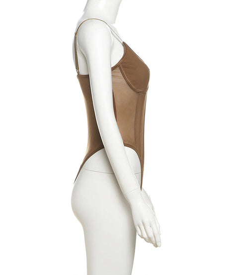 Sculpting Mesh Corset Cami Bodysuit - Fall's Must-Have for Edgy Chic Nights