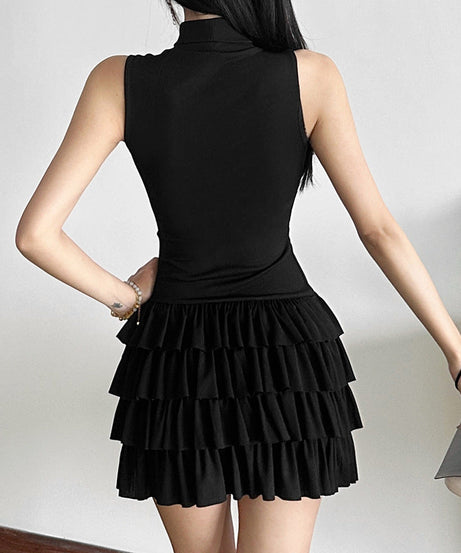 Crimson Coffin Cross Ruffle Mini Dress - Your Bold Halloween & Fall Party Statement