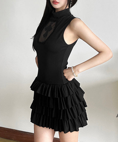 Crimson Coffin Cross Ruffle Mini Dress - Your Bold Halloween & Fall Party Statement