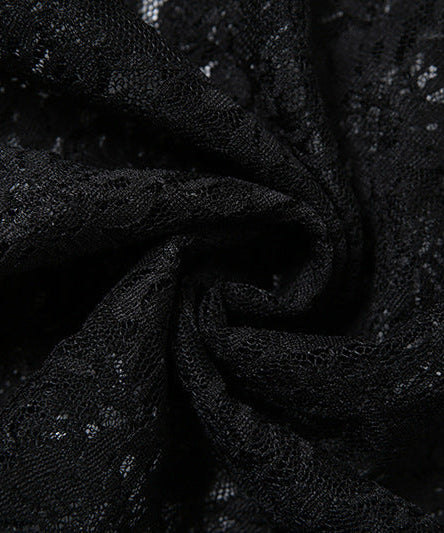 Sultry Asymmetric Black Lace Maxi Dress - One-Shoulder Ruffle Elegance for Fall & Holiday Parties