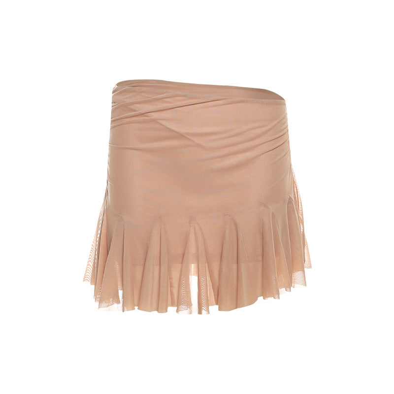 Autumn Glow Ruched Ruffle Mini Skirt - Women's Trendy Fall Fashion & Party Wear