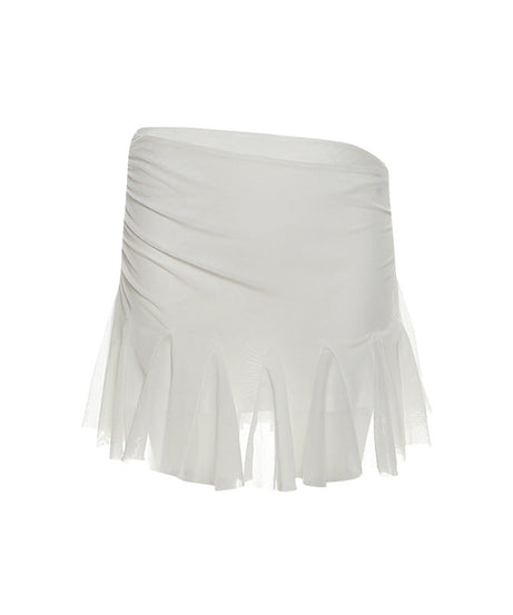 Autumn Glow Ruched Ruffle Mini Skirt - Women's Trendy Fall Fashion & Party Wear