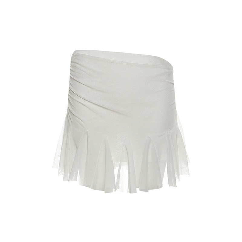 Autumn Glow Ruched Ruffle Mini Skirt - Women's Trendy Fall Fashion & Party Wear
