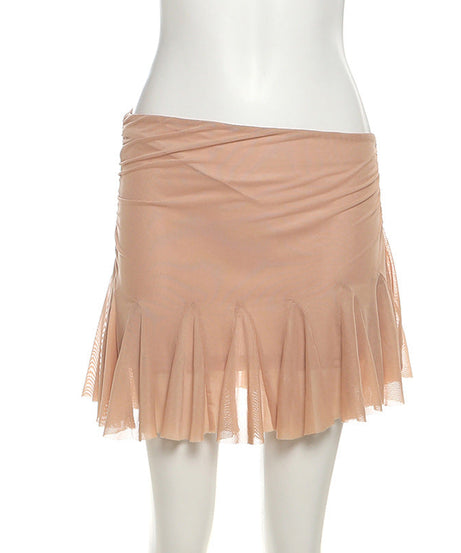 Autumn Glow Ruched Ruffle Mini Skirt - Women's Trendy Fall Fashion & Party Wear