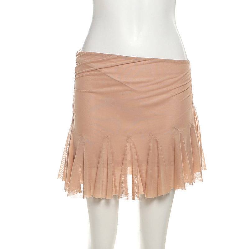 Autumn Glow Ruched Ruffle Mini Skirt - Women's Trendy Fall Fashion & Party Wear