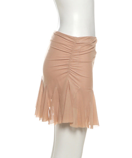Autumn Glow Ruched Ruffle Mini Skirt - Women's Trendy Fall Fashion & Party Wear